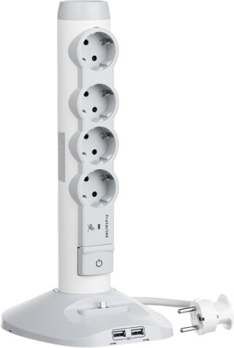 Стойка Legrand Safe Control 4 розетки + 2 выхода USB +1 выход microUSB белый   картинка 